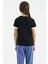 Siyah Renkli Yazı Detaylı O Yaka Rahat Form Kız Çocuk T-Shirt - 75109 8