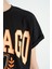 Siyah O Yaka Düşük Omuzlu Rahat Form Kısa Kollu Kız Çocuk T-Shirt - 75128 5