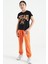 Siyah O Yaka Düşük Omuzlu Rahat Form Kısa Kollu Kız Çocuk T-Shirt - 75128 8