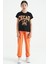 Oranj Yazı Nakışlı Standart Kalıp Jogger Kız Çocuk Eşofman Alt - 75120 8