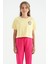 Sarı Ön Arka Baskılı O Yaka Düşük Omuz Oversize Kısa Kollu Kız Çocuk T-Shirt - 75126 1