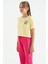 Sarı Ön Arka Baskılı O Yaka Düşük Omuz Oversize Kısa Kollu Kız Çocuk T-Shirt - 75126 2