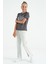 Koyu Gri O Yaka Yazı Baskılı Düşük Omuz Oversize Kız Çocuk T-Shirt - 75115 4