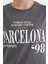 Koyu Gri O Yaka Yazı Baskılı Düşük Omuz Oversize Kız Çocuk T-Shirt - 75115 5