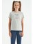 Gri Melanj O Yaka Baskı Detaylı Rahat Kalıp Kız Çocuk T-Shirt - 75129 1