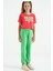 Neon Yeşil Yazı Nakışlı Standart Kalıp Jogger Kız Çocuk Eşofman Alt - 75120 5