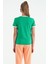 Yeşil Minimal Yazı Baskılı O Yaka Rahat Form Kısa Kollu Kız Çocuk T-Shirt - 75110 6