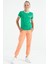 Yeşil Minimal Yazı Baskılı O Yaka Rahat Form Kısa Kollu Kız Çocuk T-Shirt - 75110 7