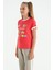Rose Renkli Yazı Detaylı O Yaka Rahat Form Kız Çocuk T-Shirt - 75109 2