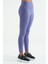 Eflatun Logo Baskılı Yüksek Bel Slim Fit Fitilli Kadın Tayt - 94642 6