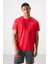 Kırmızı O Yaka Standart Kalıp Logo Desenli Aktif Spor Erkek T-Shirt - 88255 1