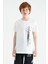 Beyaz Yazı Baskılı O Yaka Standart Kalıp Erkek Çocuk T-Shirt - 11119 1