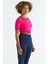 Fuşya Bel Bağlama Detaylı O Yaka Standart Kalıp Dalgıç Kumaş Kadın Crop T-Shirt - 97266 2