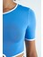 Saks Bel Bağlama Detaylı O Yaka Standart Kalıp Dalgıç Kumaş Kadın Crop T-Shirt - 97266 5