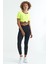 Neon Sarı Bel Bağlama Detaylı O Yaka Standart Kalıp Dalgıç Kumaş Kadın Crop T-Shirt - 97266 5