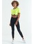 Neon Sarı Bel Bağlama Detaylı O Yaka Standart Kalıp Dalgıç Kumaş Kadın Crop T-Shirt - 97266 6