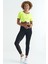 Neon Sarı Bel Bağlama Detaylı O Yaka Standart Kalıp Dalgıç Kumaş Kadın Crop T-Shirt - 97266 8