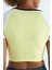 Limon Renk Bloklu Logo Baskılı O Yaka Dar Kalıp Kadın Crop T-Shirt - 97270 7