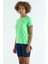 Neon Yeşil Sırt Yırtmaç Detaylı O Yaka Kısa Kollu Standart Kalıp Kadın T-Shirt - 97267 3