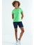 Neon Yeşil Sırt Yırtmaç Detaylı O Yaka Kısa Kollu Standart Kalıp Kadın T-Shirt - 97267 6