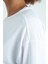 Beyaz O Yaka Baskı Detaylı Oversize Kısa Kol Kadın T-Shirt - 97263 5