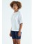 Beyaz O Yaka Baskı Detaylı Oversize Kısa Kol Kadın T-Shirt - 97263 6