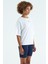 Beyaz O Yaka Baskı Detaylı Oversize Kısa Kol Kadın T-Shirt - 97263 8