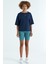 İndigo O Yaka Baskı Detaylı Oversize Kısa Kol Kadın T-Shirt - 97263 2