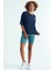 İndigo O Yaka Baskı Detaylı Oversize Kısa Kol Kadın T-Shirt - 97263 4