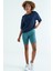 İndigo O Yaka Baskı Detaylı Oversize Kısa Kol Kadın T-Shirt - 97263 5