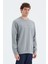 Tommy Life Gri Melanj O Yaka Ön Dikiş Detaylı Basic Rahat Kalıp Erkek Sweatshirt - 88270 5