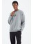 Gri Melanj O Yaka Baskı Detaylı Rahat Kalıp Erkek Sweatshirt - 88284 1