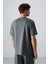 Haki Pamuklu Kalın Yumuşak Dokulu Oversize Fit Baskılı Erkek T-Shirt - 88342 6
