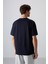 Lacivert Pamuklu Kalın Yumuşak Dokulu Oversize Fit Baskılı Erkek T-Shirt - 88342 7