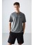 Haki Pamuklu Kalın Yumuşak Dokulu Oversize Fit Baskılı Erkek T-Shirt - 88344 1