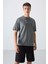 Haki Pamuklu Kalın Yumuşak Dokulu Oversize Fit Baskılı Erkek T-Shirt - 88344 4
