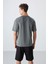 Haki Pamuklu Kalın Yumuşak Dokulu Oversize Fit Baskılı Erkek T-Shirt - 88344 5