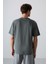 Haki Pamuklu Kalın Yumuşak Dokulu Oversize Fit Baskılı Erkek T-Shirt - 88345 6