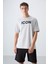 Taş Pamuklu Kalın Yumuşak Dokulu Oversize Fit Baskılı Erkek T-Shirt - 88331 1