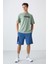 Açık Yeşil Pamuklu Kalın Yumuşak Dokulu Oversize Fit Baskılı Erkek T-Shirt - 88334 2