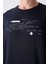 Lacivert Pamuklu Kalın Yumuşak Dokulu Oversize Fit Baskılı Erkek T-Shirt - 88326 3