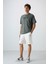 Haki Pamuklu Kalın Yumuşak Dokulu Oversize Fit Baskılı Erkek T-Shirt - 88329 2