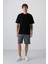 Siyah Pamuklu Kalın Yüzeyi Dokulu Oversize Fit Basic Erkek T-Shirt - 88339 3