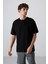 Siyah Pamuklu Kalın Yüzeyi Dokulu Oversize Fit Basic Erkek T-Shirt - 88339 4