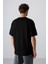 Siyah Pamuklu Kalın Yüzeyi Dokulu Oversize Fit Basic Erkek T-Shirt - 88339 5
