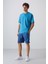 Petrol Mavi Pamuklu Kalın Yumuşak Dokulu Oversize Fit Basic Erkek T-Shirt - 88349 5