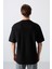 Siyah Pamuklu Kalın Yüzeyi Dokulu Oversize Fit Basic Erkek T-Shirt - 88340 5