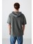 Haki Pamuklu Kalın Yüzeyi Dokulu Oversize Fit Basic Erkek T-Shirt - 88335 6
