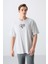Taş Pamuklu Kalın Yumuşak Dokulu Oversize Fit Baskılı Erkek T-Shirt - 88333 4