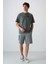 Haki Pamuklu Kalın Yumuşak Dokulu Oversize Fit Baskılı Erkek T-Shirt - 88330 3
